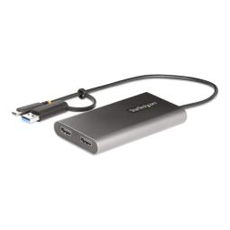 Adaptador usb tipo c - usb tipo a a 2x hdmi startech 0.3m - macho - hembra - gris
