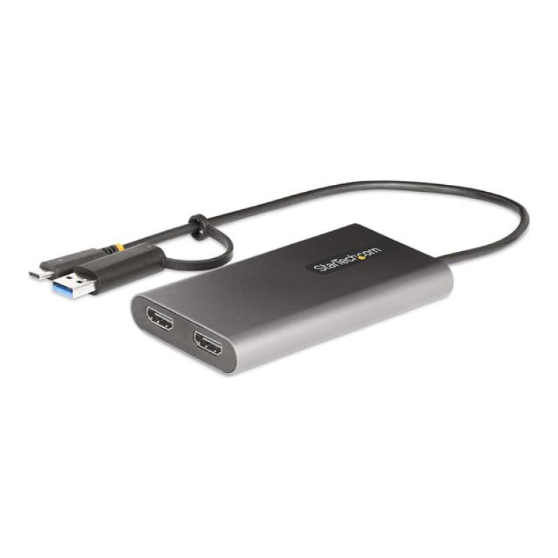 Adaptador usb tipo c - usb tipo a a 2x hdmi startech 0.3m - macho - hembra - gris