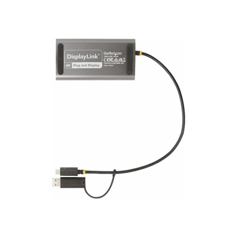 Adaptador usb tipo c - usb tipo a a 2x hdmi startech 0.3m - macho - hembra - gris