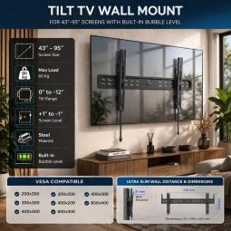 Soporte de pared ewent vesa hasta 95 pulgadas 800x400mm max 60kg