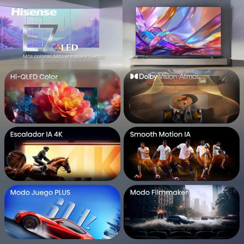 Tv hisense 75 pulgadas qled 4k uhd - 75e7s - smart tv