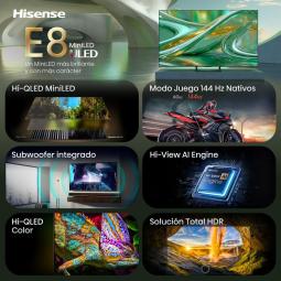 Tv hisense 65 pulgadas mini led 4k uhd - 65e8s - smart tv