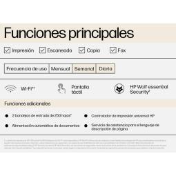 Multifuncion inyeccion hp officejet pro 9125e color fax - a4 - 22ppm - usb - red - wifi - duplex todas las funciones