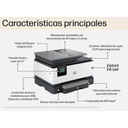 Multifuncion inyeccion hp officejet pro 9125e color fax - a4 - 22ppm - usb - red - wifi - duplex todas las funciones
