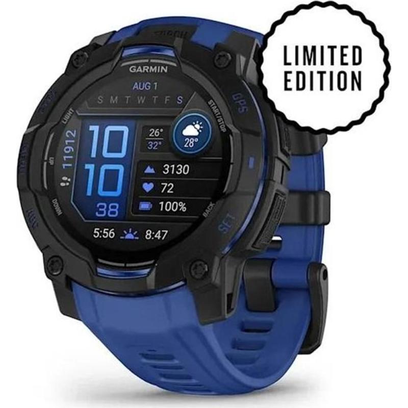 Garmin instinct 3 gps 45mm amoled negro azul pulsómetro spo2 resistencia al agua 10atm