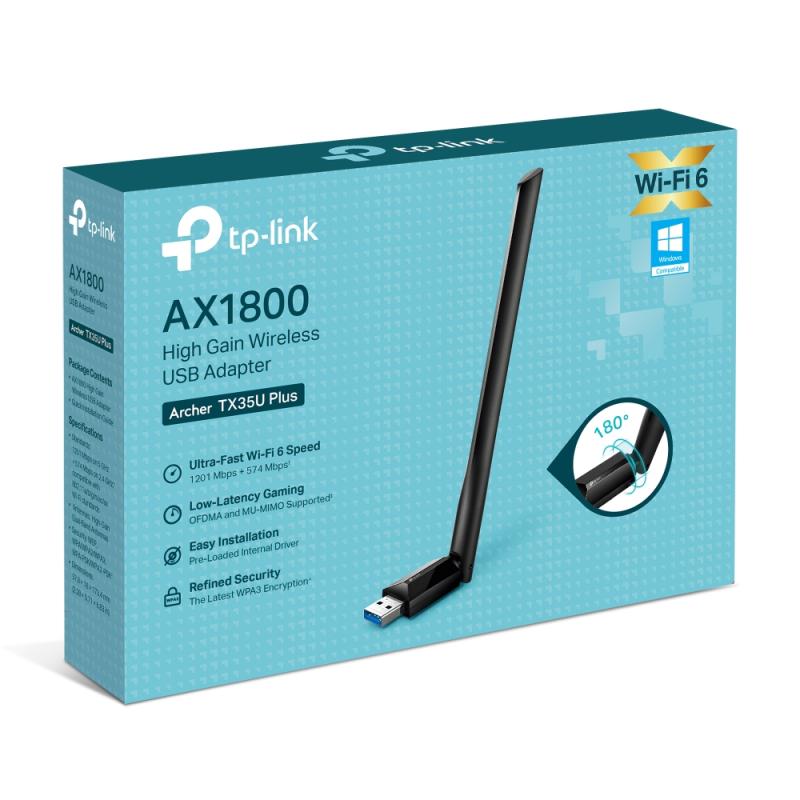 Adaptador wifi usb tp - link archer tx35u plus ax1800