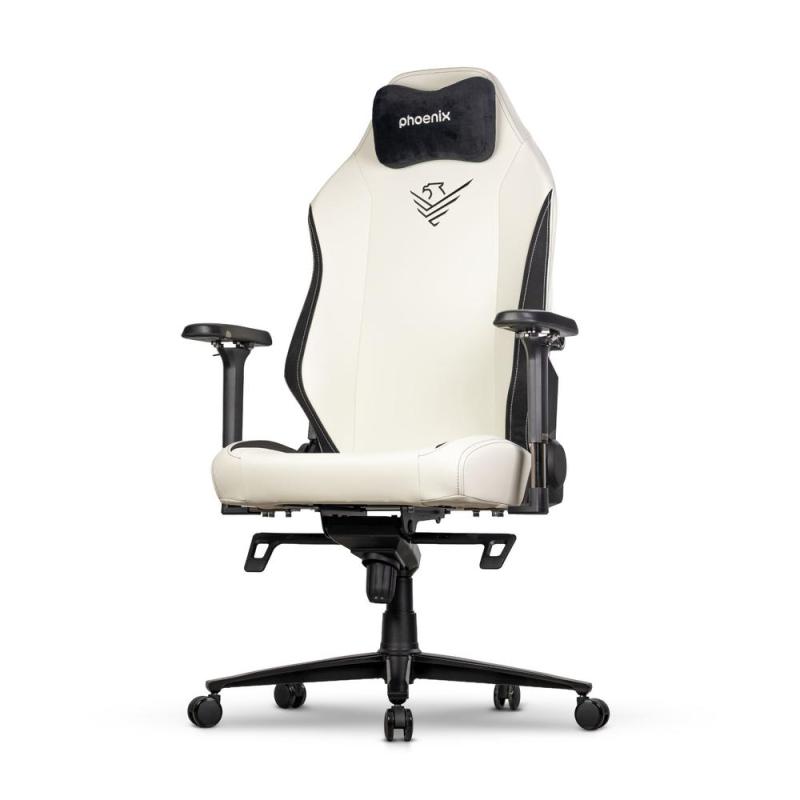 Silla gaming phoenix monarch remaster cuero napa negra y blanca talla r