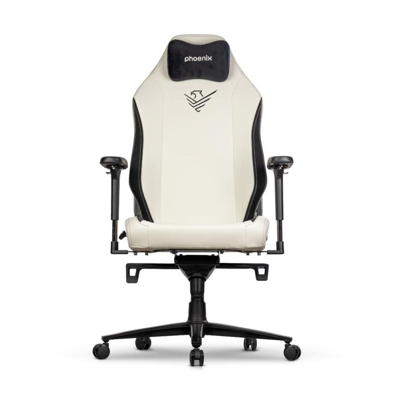 Silla gaming phoenix monarch remaster cuero napa negra y blanca talla r
