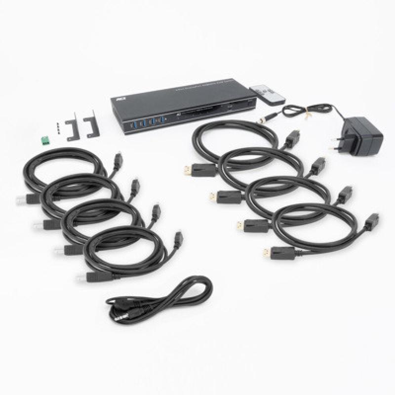 Conmutador kvm act connectivity 4 puertos displayport 4k