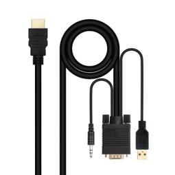 Cable conversor nanocable hdmi a vga+audio+usb - 1.8 m - negro