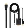 Cable conversor nanocable hdmi a vga+audio+usb - 1.8 m - negro