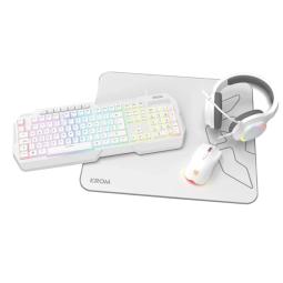 Kit gaming krom kenta pc 4 en 1 rgb blanco