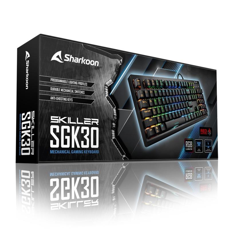 Teclado gaming sharkoon shark skiller sgk30 red portugues