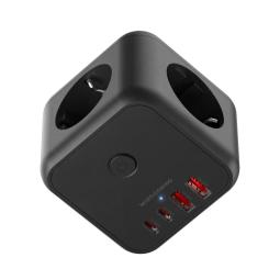 Cargador de pared mars gaming md - cube20 20w 3x schuko 2x usb tipo c 2x usb tipo a negro