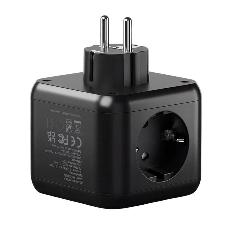 Cargador de pared mars gaming md - cube20 20w 3x schuko 2x usb tipo c 2x usb tipo a negro