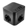 Cargador de pared mars gaming md - cube35 35w 3x schuko 2x usb tipo c 2x usb tipo a negro