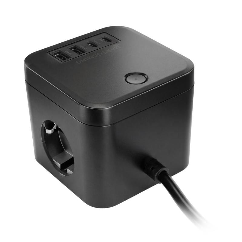 Cargador de pared mars gaming md - cube35 35w 3x schuko 2x usb tipo c 2x usb tipo a negro