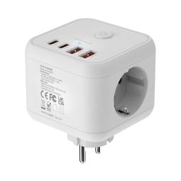 Cargador de pared mars gaming md - cube20w 20w 3x schuko 2x usb tipo c 2x usb tipo a blanco