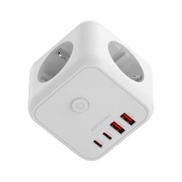 Cargador de pared mars gaming md - cube20w 20w 3x schuko 2x usb tipo c 2x usb tipo a blanco