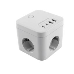Cargador de pared mars gaming md - cube35w 35w 3x schuko 2x usb tipo c 2x usb tipo a blanco