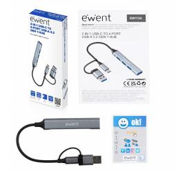 Hub ewent usb tipo c - usb 3.2 4 en 1