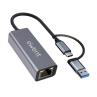 Adaptador de red usb tipo c - usb 3.2 a rj45 ewent 15cm - macho - hembra - gris