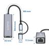 Adaptador de red usb tipo c - usb 3.2 a rj45 ewent 15cm - macho - hembra - gris