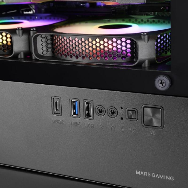 Caja ordenador mars gaming mc - vector matx argb cristal templado negra