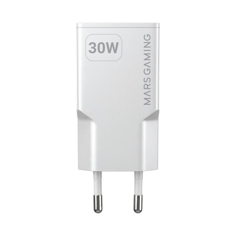 Cargador de pared mars gaming md - gan30w 30w 1x usb tipo c 1 x usb tipo a blanco