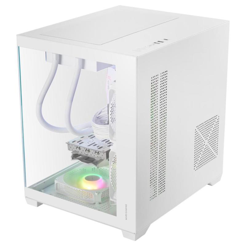 Caja ordenador mars gaming mc - view3w matx argb cristal templado blanca