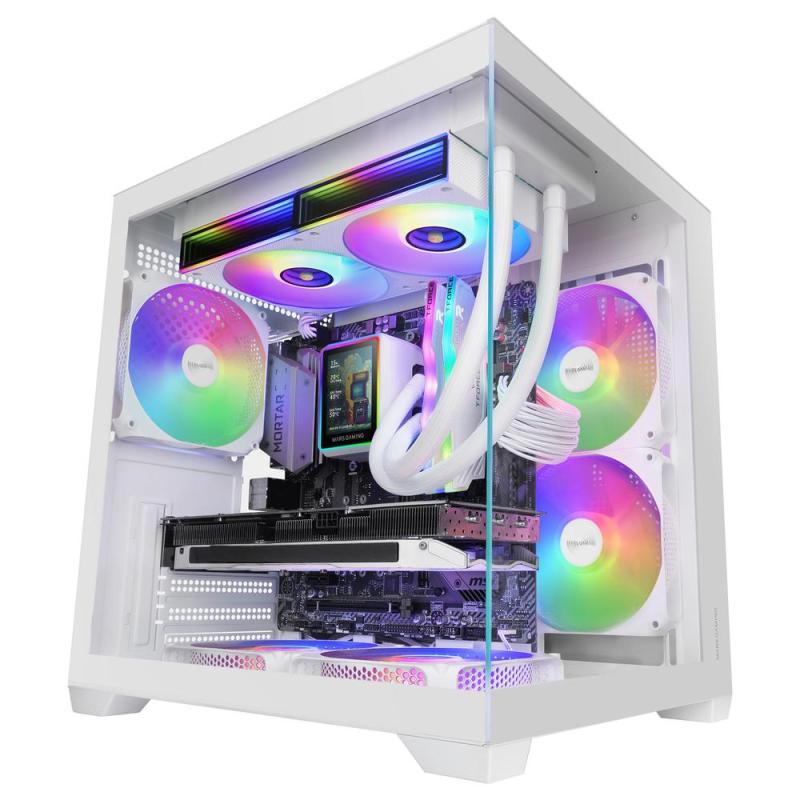 Caja ordenador mars gaming mc - view3w matx argb cristal templado blanca