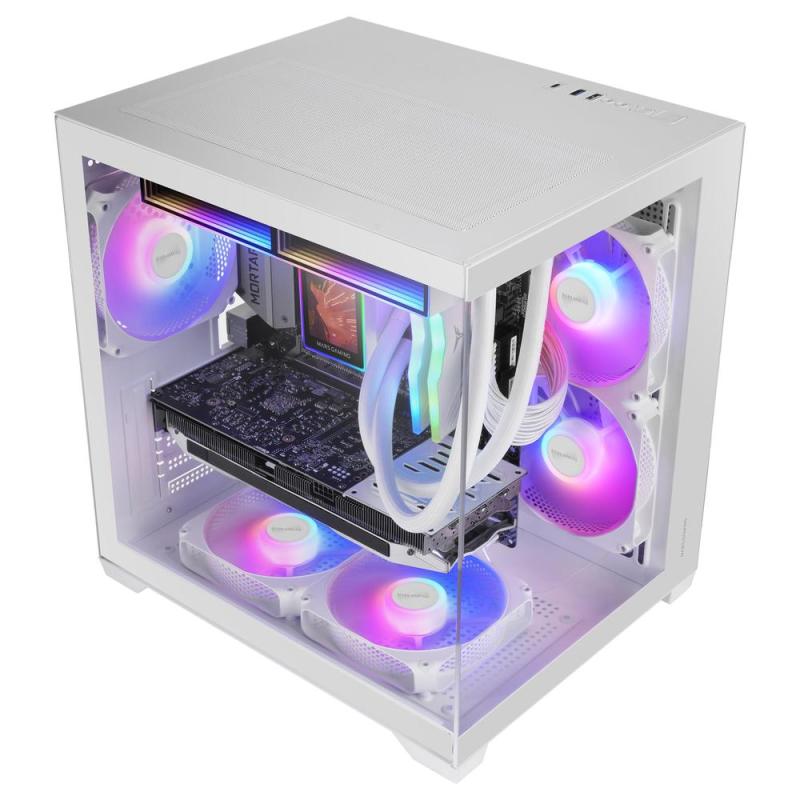 Caja ordenador mars gaming mc - view3w matx argb cristal templado blanca