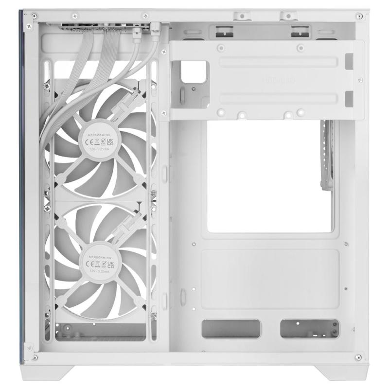 Caja ordenador mars gaming mc - view3w matx argb cristal templado blanca