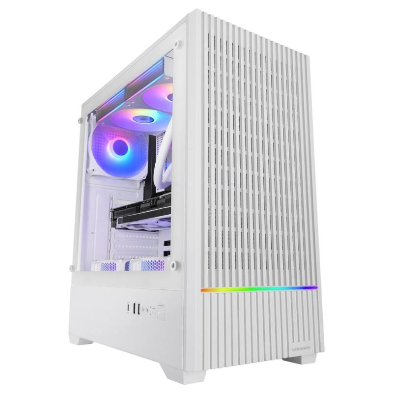 Caja ordenador mars gaming mc - quantum atx argb cristal templado blanco
