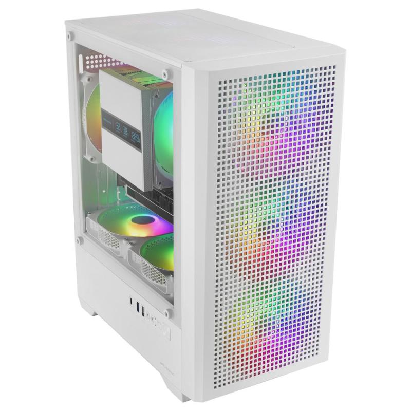Caja ordenador mars gaming mc - vectorw matx argb cristal templado blanco