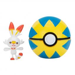 Pokeball jazwares pokemon clip 'n' go scorbunny + quick ball - Imagen 1