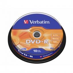 Verbatim dvd - r 4.7gb 16x tarrina 10uds - Imagen 1
