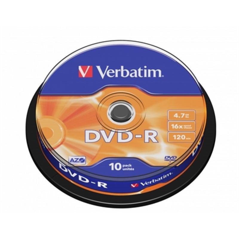 Verbatim dvd - r 4.7gb 16x tarrina 10uds - Imagen 1