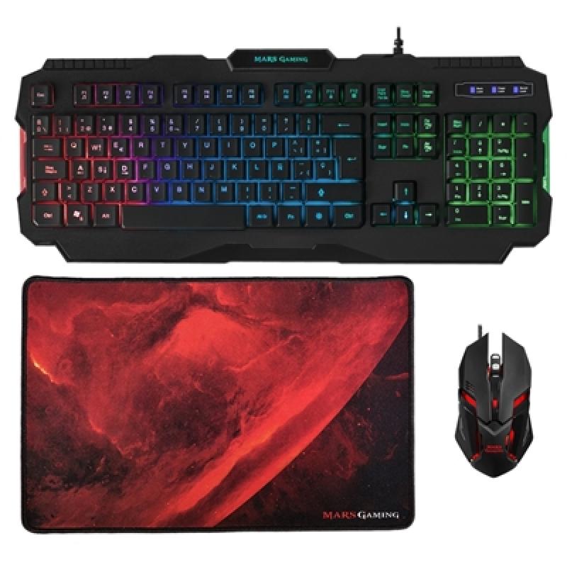 Kit teclado + mouse raton mars gaming mcp118 alfombrilla rainbow - Imagen 1