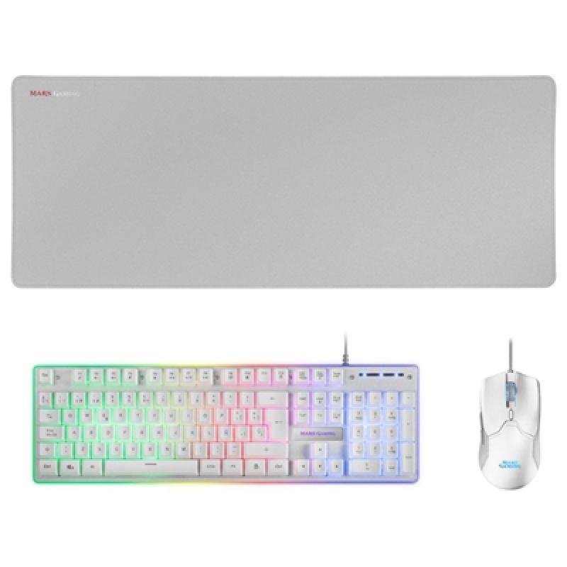 Kit teclado + raton mars gaming mcpx rgb blanco + alfombrilla - Imagen 1