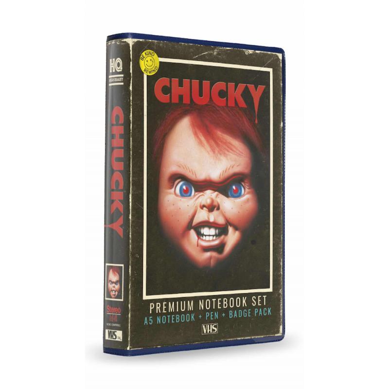 Set papeleria vhs sd toys (libreta - chapas y boligrafo) chucky