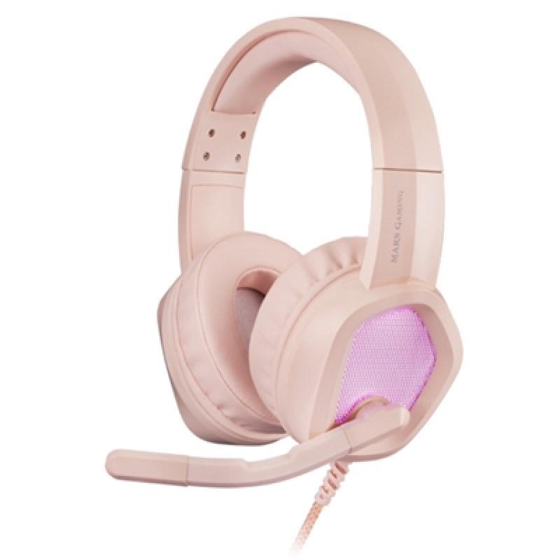Auriculares mars gaming mh320 rosa jack 3.5mm + usb con microfono compatible con windows -  ps4 -  ps5 -  xbox one -  xbox serie