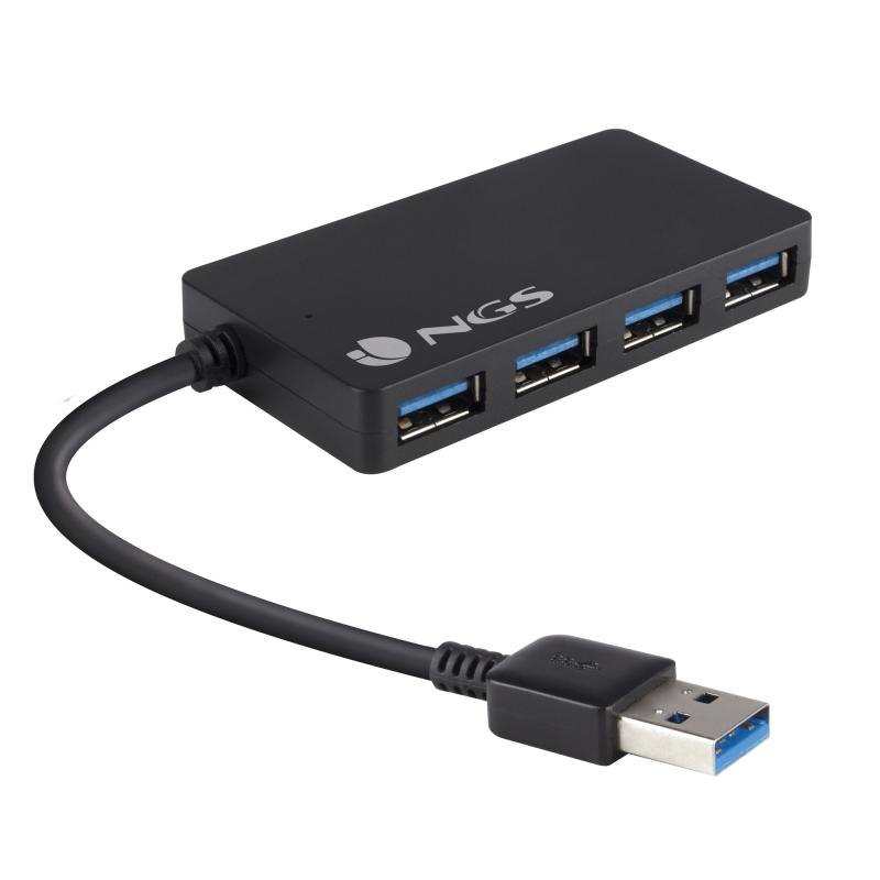 Hub ngs ihub 3.0 - 4 puertos usb - usb 3.0 - negro