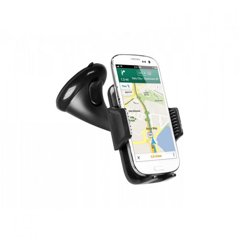 Soporte universal smartphone coche sbs eje y soporte orientable sujecion adherente negro