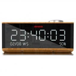 Radio reloj despertador aiwa cr - 90bt bluetooth madera