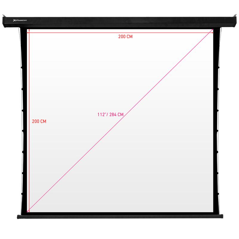 Pantalla electrica videoproyector pared y techo phoenix tensionada 112pulgadas ratio 1:1 - 16.9 - 4:3 2m x 2 m posicion ajustabl