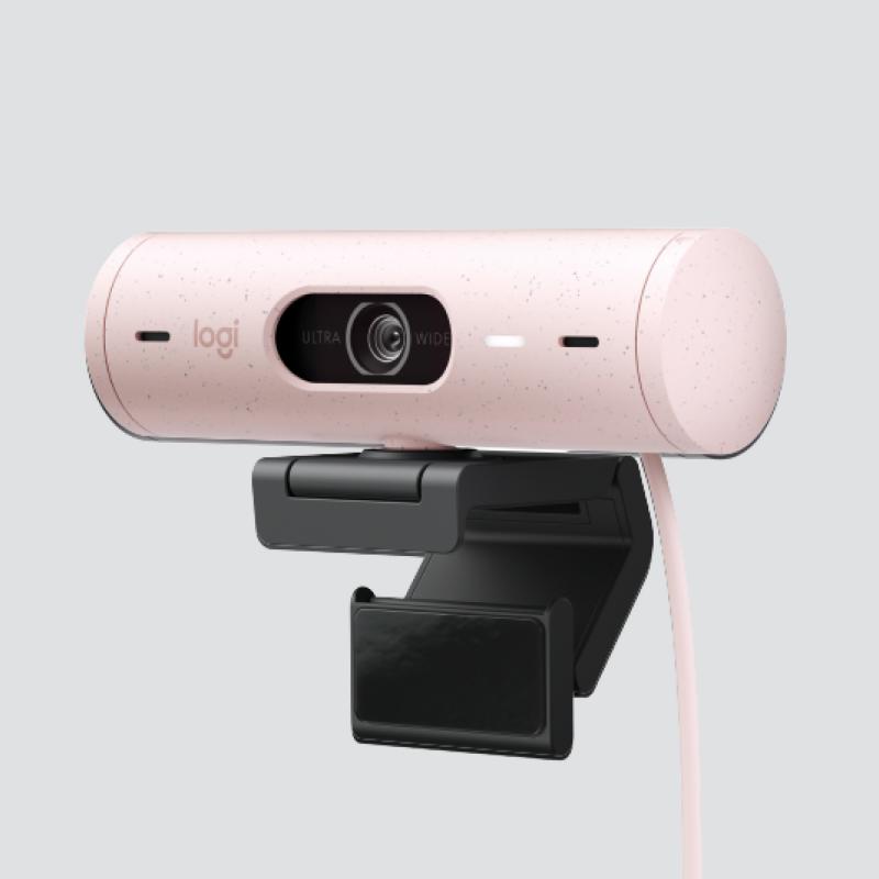 Webcam logitech brio 500 rosa full hd -  usb tipo c