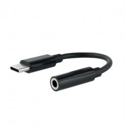 Cable adaptador usb tipo c a jack 3.5mm nanocable 0.11m -  macho - hembra -  negro