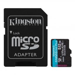 Tarjeta memoria micro secure digital sd xc 512gb kingston canvas go! plus clase 10 uhs - i u3 + adaptador sd
