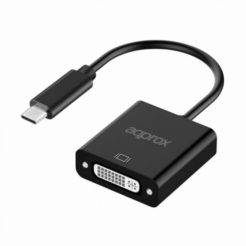 Adaptador usb tipo c a dvi approx 0.13m - macho -  hembra - negro